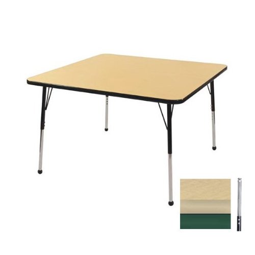 Early Childhood Resource ELR-14116-MMGN-TS 30 in. Maple Square Adjustable Activity Table with Maple Edge and Green Toddler Legs Nylon Swivel Glides