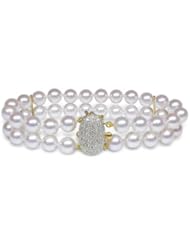 6.5x7mm AAA Quality Japanese Akoya Double Strand Bracelet - 8 inches (Turtleback Clasp)