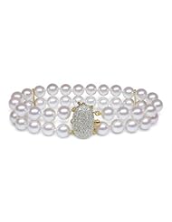 6.5x7mm AAA Quality Japanese Akoya Double Strand Bracelet - 7 inches (Turtleback Clasp)