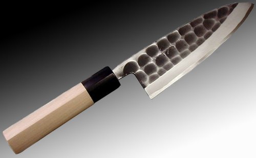 三条　辰守作　黒打槌目　出刃包丁180mm