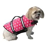 Pet Supplies : Paws Aboard Designer Doggy Life Jacket Pink Polka Dot 15-20 lbs. S