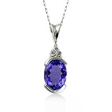 14k White Gold Tanzanite & Diamond Pendant