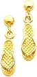 14K Two Tone Gold Flip-Flop Dangle Earrings Jewelry