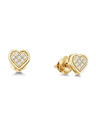 0.33 cttw. Diamond Ladies Heart Earrings 10K White Gold