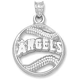 Los Angeles Angels 5/8in Sterling Silver Baseball Pendant