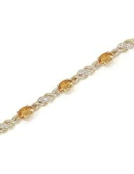 14kt Yellow Gold Oval Citrine and Diamond Bracelet