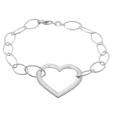 Italian Sterling Silver Large Heart Bracelet