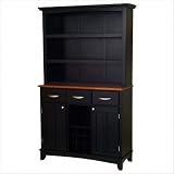 Wine Rack Buffet with Open Hutch - Black/ Oak