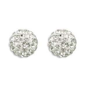 Clous D'oreilles-unisex- Avec plus des 70 Swarovski cristals en blanc -Argent 925/1000-poste en Argent et papillion- 8mm taille