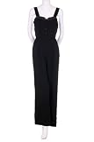 Mustard Seed Faux Leather Trim 5 Small Button Bodice Sleeveless Band Shoulder Straps Jump-Suit Black