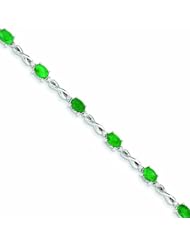 Genuine 14K White Gold White Gold Diamond And Emerald Bracelet 7 Grams Of Gold 100% Satisfaction Guaranteed.