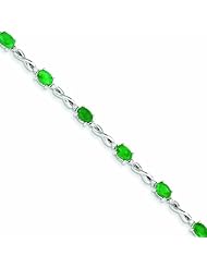 4.4 Carat 14K White Gold Diamond and Emerald Bracelet