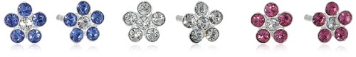 Cheap Girls Jewelry Kate & Lucy Girls Sterling Silver 3 Piece Crystal Flower Earrings Set For Sale