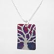 Rectangular Tree of Life Pendant in Sterling Silver and Patina on a 20" Box Chain, #9174