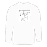 Long Sleeve T-shirt with male, man, board, "black and white", Texas, welcome, abstract, wishes, sign, American, flag, holding, greeting, clown, suit