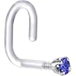 18 Gauge 1/4" White Gold 1.5mm Blue Cubic Zirconia Bioplast Nose Ring