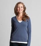 V-Neck Pima Cotton Sweater with Hood