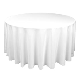 Buy 120 Inch Round Polyester Tablecloth White by LinenTablecloth
