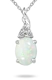 1.50 Carat Created Opal and Diamond Pendant in .925 Sterling Silver