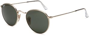 Ray-Ban ORB3447 001 Round Sunglasses,Gold Frame/Green Lens,50 mm