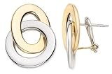 14K White and Yellow Gold Circle Earrings