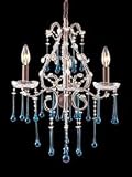 Opulence Mini Candle Chandelier in Rust and Aqua Crystal