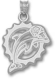 Miami Dolphins Solid Sterling Silver Dolphin Logo 5/8'' Pierced Pendant