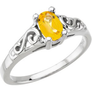 November 14K White Gold Teen Imitation Birthstone Ring