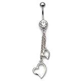 Outline Heart Belly Bar | Navel Bar | Surgical Steel bar | 1.6mm gauge - 10mm length