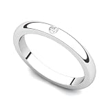 14k White Gold Bezel set Diamond Wedding Band Ring (G-H/SI, 0.03 ct.)