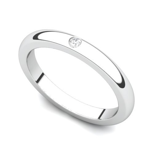 14k White Gold Bezel set Diamond Wedding Band Ring (G-H/SI, 0.03 ct.)