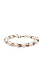 Perlaviva Pulsera Bronze Cultured Pearl Polisheds Rosado / Blanco