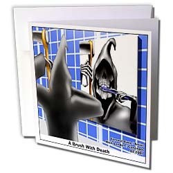 Cover image : Londons Times Religion Heaven Hell Cartoons - A Brush With Death - Greeting Cards-12 Greeting Cards with envelopes