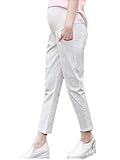 【TPGROWIN】 マタニティウェア パンツ スキニーパンツ 妊婦 妊婦服 九分丈 綿麻 レギンス ズボン ボトムス ウエストゴム ストレッチ チノパンツ 全6色 (L, ホワイト)