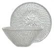 Clear Glass Rattan Design Small Bowl 5 1/5" D, 2 1/2" H Set of Four