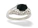 14K White Gold Genuine Oval Black Onyx and Diamond Antique Style Ring