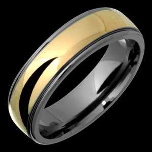 Itali - size 8.00 Classic Titanium Band with 14kt. Yellow Gold Center