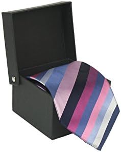 Modlines All Silk Luxury Handmade Shades of Blue &amp; Pink Stripe Tie