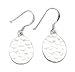 Hammered Finish Sterling Silver Metal Oval Disc Hook Earrings