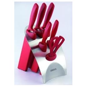 Rockingham Forge Essentials 7pc Knife Block - Red