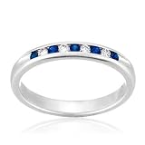 Imagine Designs Sapphire and Diamond Stackable Band 1/10ctw