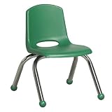 10" School Stack Chair With Chrome Legs Color: Green, Glide: Ball Glide