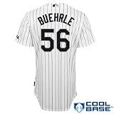 MLB Men's Chicago White Sox Mark Buehrle Six Button Cool Base Authentic Extended Size Home Jersey (Wht/Blk Pnstrp, 56/XXX-Large)