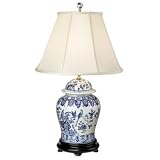 English Floral Hand-Painted Porcelain Ginger Jar Table Lamp