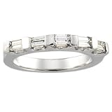 14K White Gold 5 Stone Diamond Bridal Anniversary Band Ring