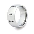 Inspirational Ring - Pray Hope Dream... Joy Peace Love ... Grow Live Faith Soul ...Humanities Ring - Inspirational Jewelry Stainless Steel (with FREE Velvet Pouch).