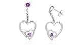 Round Cut Amethyst Dangling Earrings Sterling Silver