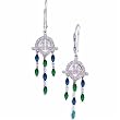 14K White Gold Multicolor Gemstones Leverback Diamond Earrings