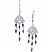 14K White Gold Multicolor Gemstones Leverback Diamond Earrings