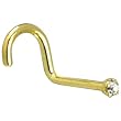 Solid 14KT Yellow Gold 1.5mm Genuine Diamond Nostril Screw - 18 Gauge